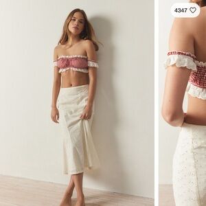 Out from under pin up picnic off the shoulder crop top